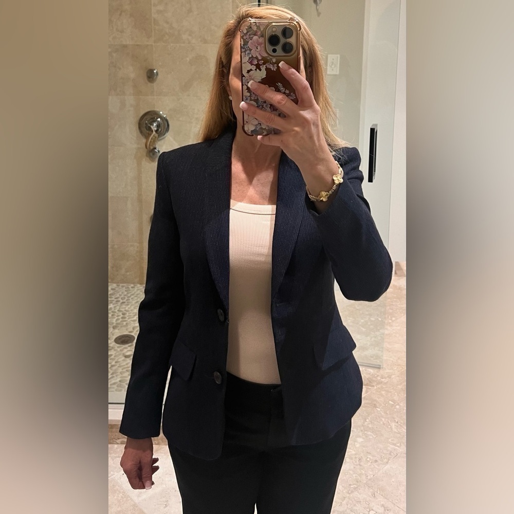 Theory Black Blue Tailored Blazer Jacket Women's Size 00 - Picture 16 of 16